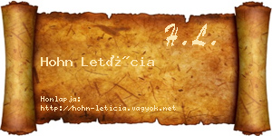 Hohn Letícia névjegykártya